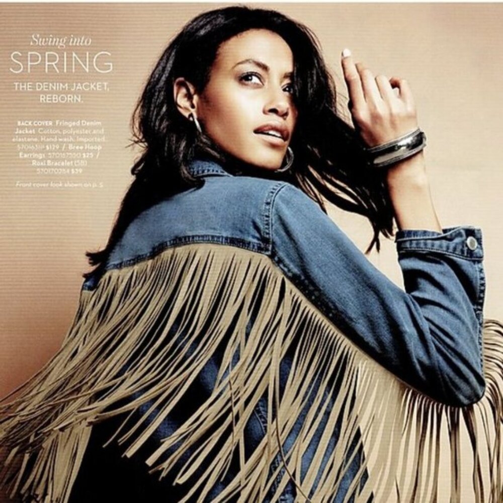 COPY - Chico's Platinum Fringe Denim Jacket - VINTAGE LOOK! NWOT